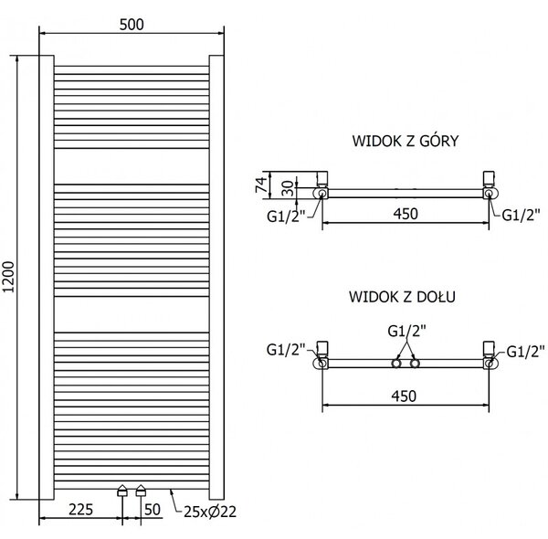 Mexen Mars, futoelem 1200x500 mm, 417 W, arany fényes, W110-1200-500-00-50