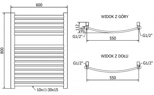 Mexen Helios, fűtőelem 800x600 mm, 355 W, arany fényes, W103-0800-600-00-50