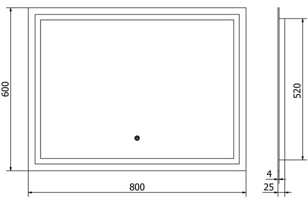 Mexen Miko, LED fürdoszobai tükör háttérvilágítással 80 x 60 cm, 6000K, páramentes, 9819-080-060-611-00