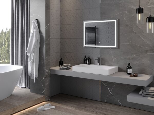 Mexen Miko, LED fürdoszobai tükör háttérvilágítással 80 x 60 cm, 6000K, páramentes, 9819-080-060-611-00