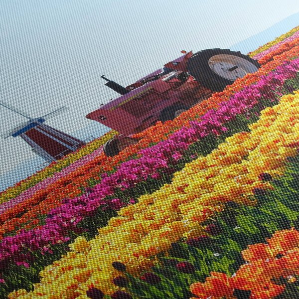 Tulipánfarm képe (órával) (90x30 cm)