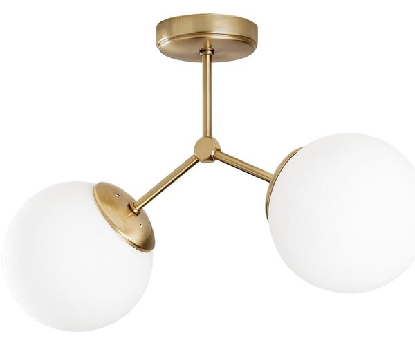 Fehér-sárgaréz színű mennyezeti lámpa üveg búrával 15x44 cm Damar – Opviq lights