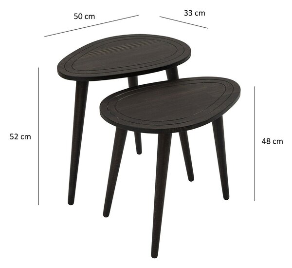 Hanah Home egymásba csúsztatható asztal (2 darab) Anthracite Sweet szett - Antracit