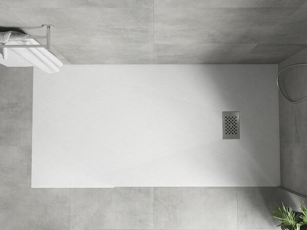 Mexen Hugo, téglalap alakú zuhanytálca SMC 170 x 80 cm, fehér, acél huzat, 42108017-X