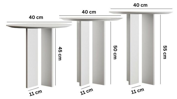 Hanah Home Leo dohányzóasztal szett (55 + 50 + 45) - Fehér