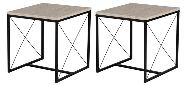 Hanah Home Coffee Table Set Travertine Black Defne - Black, Travertine