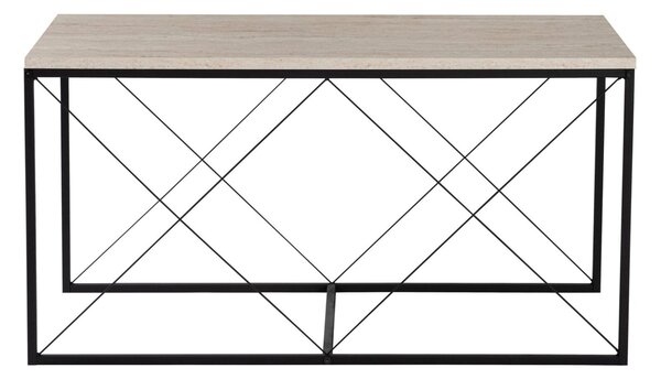 Hanah Home Coffee Table Set Travertine Black Defne - Black, Travertine