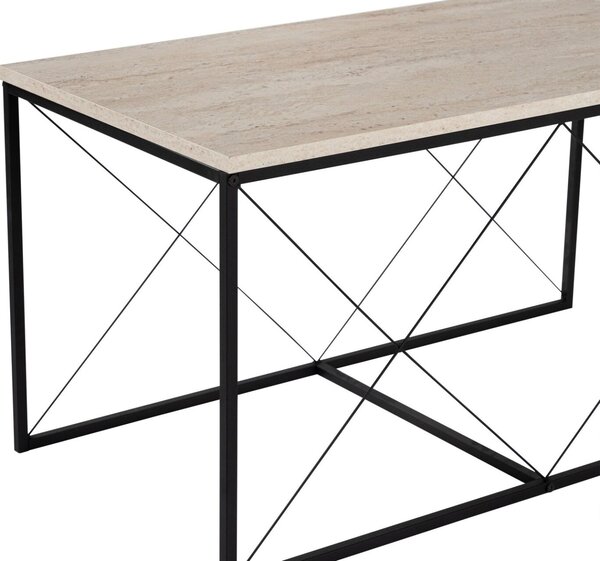 Hanah Home Coffee Table Set Travertine Black Defne - Black, Travertine