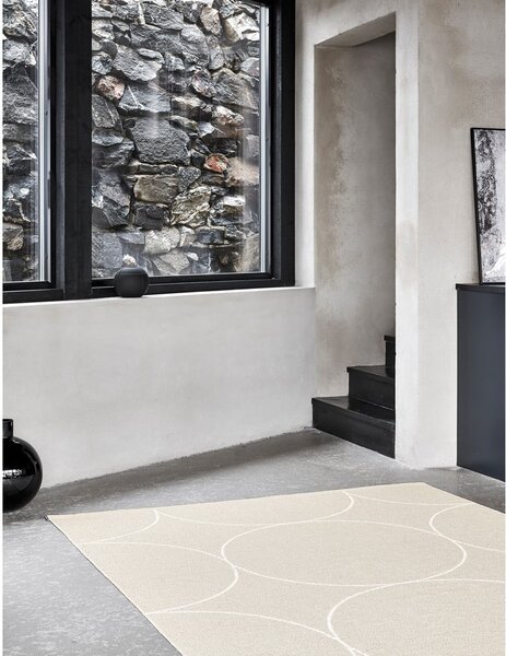 Krémszínű kültéri-beltéri szőnyeg 70x100 cm Boo Linen – Pappelina