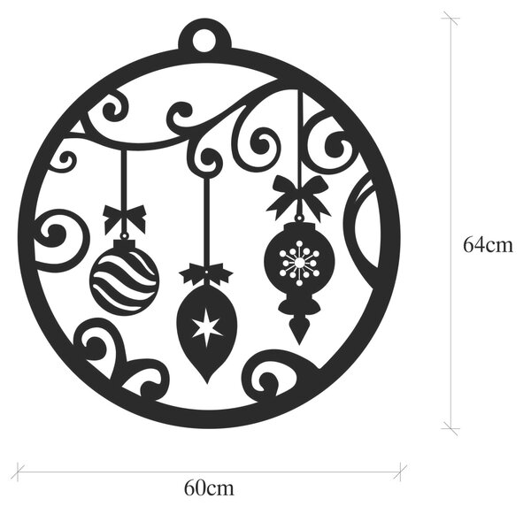 Wallity Dekoratív Fém Fali Dísz Fekete XMASBLACK - 028