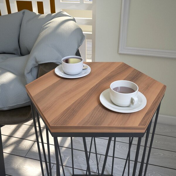 Hanah Home Side Table Walnut Black Cetrus - Walnut