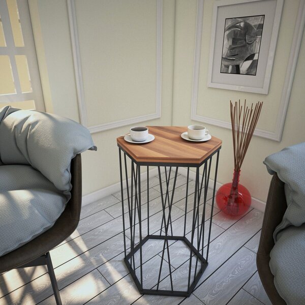 Hanah Home Side Table Walnut Black Cetrus - Walnut