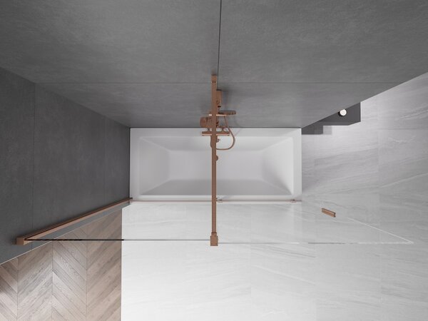 Mexen Velar, 2 szárnyas eltolható kádparaván 180 x 150 cm, 8mm átlátszó üveg, rézmatt, 896-180-000-01-65