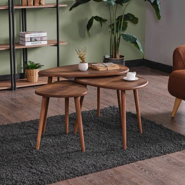 Hanah Home Dohányzóasztal szett Dió Alvin - Dió