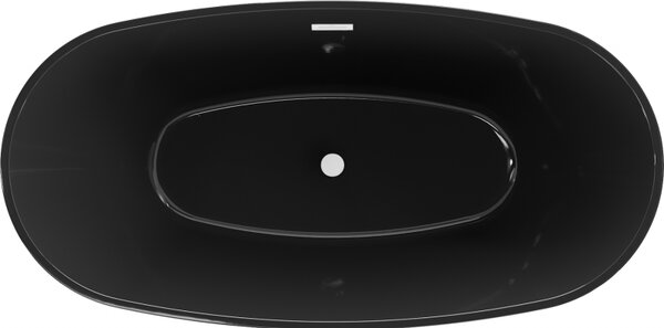Mexen Eris, szabadon álló kád 170 x 80 cm, fekete, fehér túlfolyó, 53441708070-20