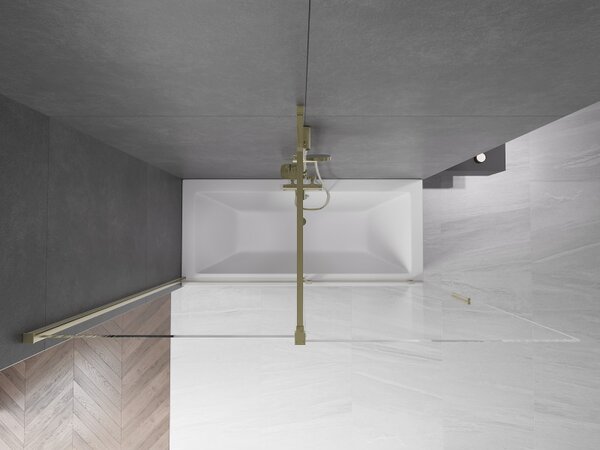 Mexen Velar, 2 szárnyas eltolható kádparaván 180 x 150 cm, 8mm átlátszó üveg, arany fényes profil, 896-180-000-01-50