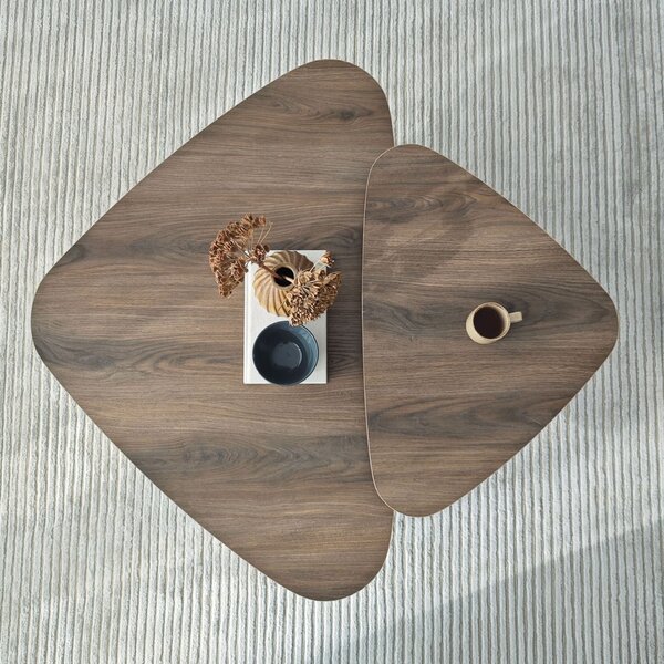 Hanah Home Coffee Table Set Walnut Ballare Set - Walnut