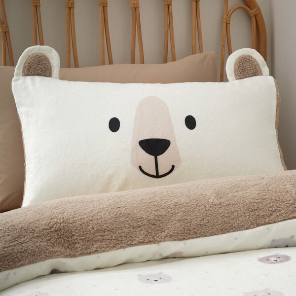 Barna-krémszínű egyszemélyes mikroplüss gyerek ágyneműhuzat 135x200 cm Cosy Bear – Catherine Lansfield