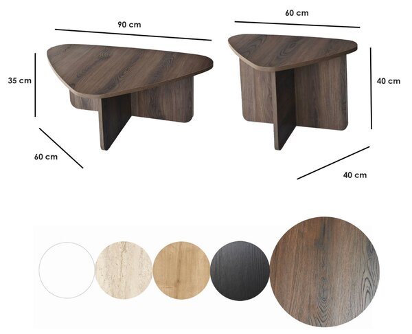 Hanah Home Coffee Table Set Walnut Ballare Set - Walnut