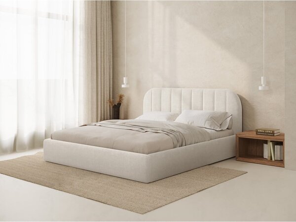 Elefántcsont színű kárpitozott ágyneműtartós franciaágy ágyráccsal 140x200 cm Juno – Windsor & Co Sofas