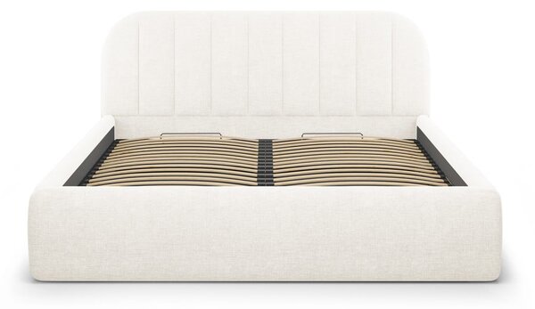Elefántcsont színű kárpitozott ágyneműtartós franciaágy ágyráccsal 140x200 cm Juno – Windsor & Co Sofas
