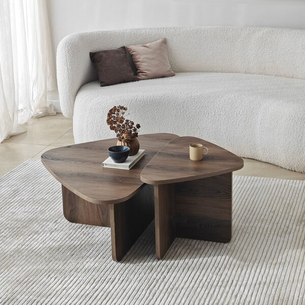 Hanah Home Coffee Table Set Walnut Ballare Set - Walnut