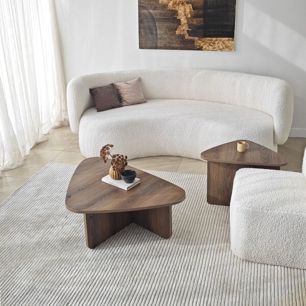 Hanah Home Coffee Table Set Walnut Ballare Set - Walnut