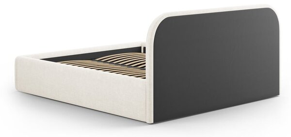 Elefántcsont színű kárpitozott ágyneműtartós franciaágy ágyráccsal 140x200 cm Juno – Windsor & Co Sofas