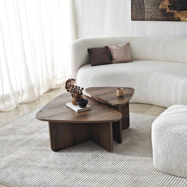 Hanah Home Coffee Table Set Walnut Ballare Set - Walnut