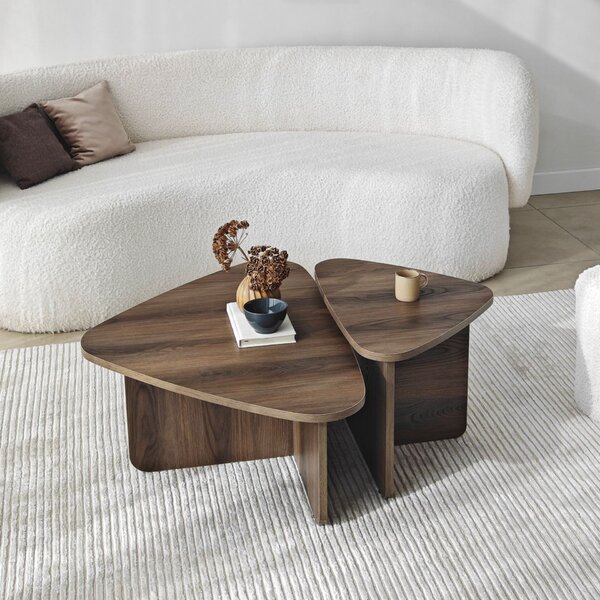 Hanah Home Coffee Table Set Walnut Ballare Set - Walnut