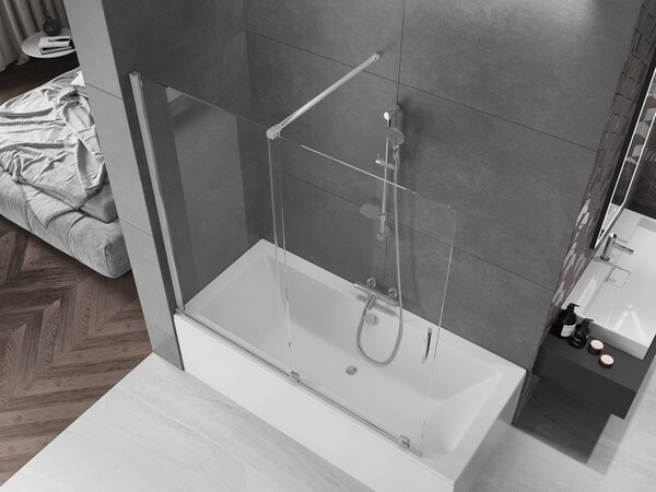 Mexen Velar, 2 szárnyas eltolható kádparaván 160 x 150 cm, 8mm átlátszó üveg, króm profil, 896-160-000-01-01