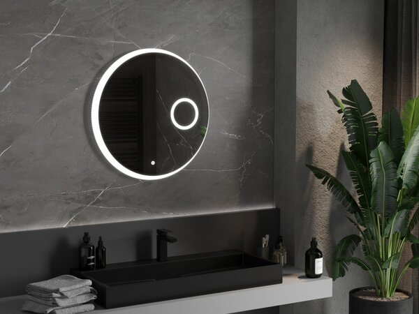 Mexen Ella, LED fürdoszobai tükör háttérvilágítással és kozmetikai tükörrel 70x70 cm, 6000K, páramentesíto, 9811-070-070-611-00