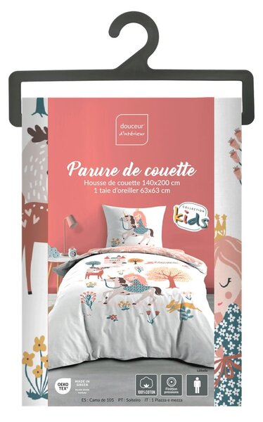 Fehér-rózsaszín egyszemélyes pamut gyerek ágyneműhuzat 140x200 cm Lilibelle – douceur d'intérieur
