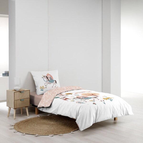 Fehér-rózsaszín egyszemélyes pamut gyerek ágyneműhuzat 140x200 cm Lilibelle – douceur d'intérieur