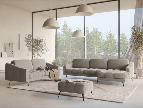 Bézs bársony kanapé 202 cm Nalu – Makamii