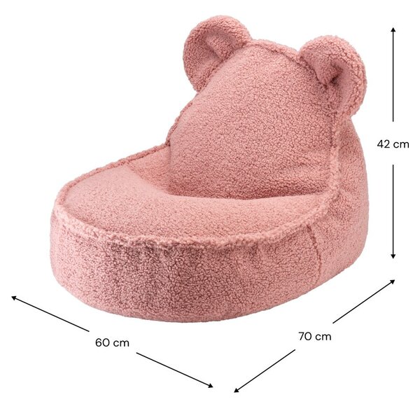 Rózsaszín buklé gyerek babzsákfotel Bear – Wigiwama