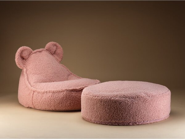 Rózsaszín buklé gyerek babzsákfotel Bear – Wigiwama