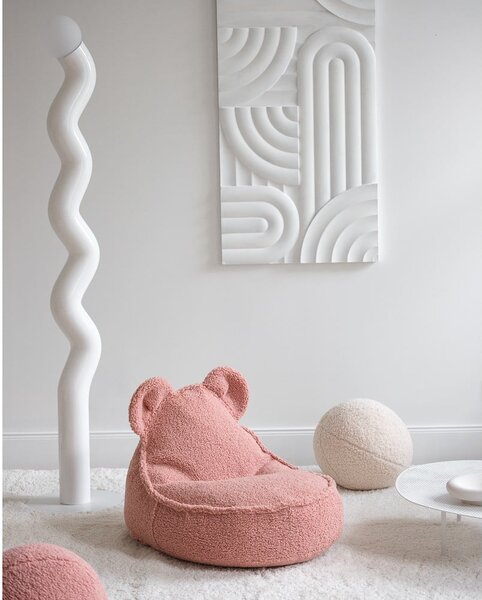 Rózsaszín buklé gyerek babzsákfotel Bear – Wigiwama