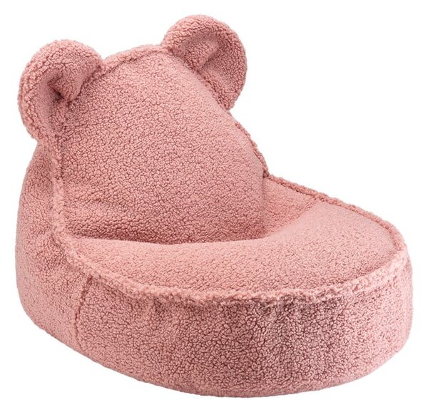 Rózsaszín buklé gyerek babzsákfotel Bear – Wigiwama