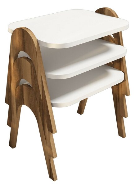 Hanah Home egymásba tolható asztal szett (3 darab) Walnut White Paris - dió, fehér