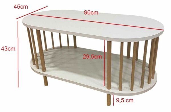 Hanah Home Dohányzóasztal szett Fehér Peka111-125