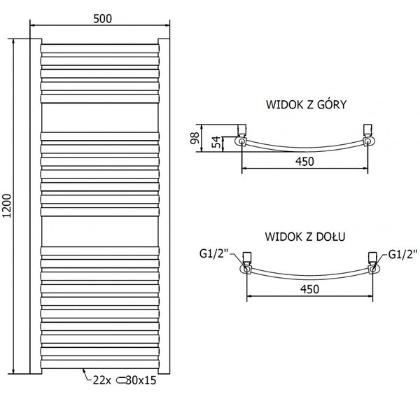 Mexen Helios, futoelem 1200 x 500 mm, 448 W, arany, W103-1200-500-00-50