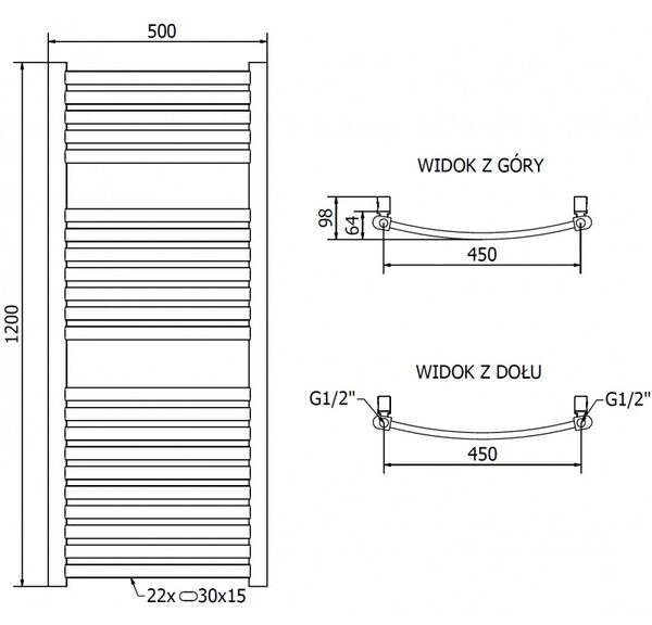 Mexen Helios, futoelem 1200 x 500 mm, 448 W, arany, W103-1200-500-00-50