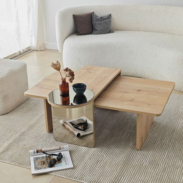 Hanah Home Dohányzóasztal szett Bronze Sapphire Oak Luna 2 - Bronze, Sapphire Oak