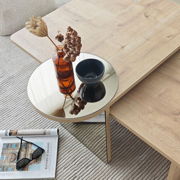 Hanah Home Dohányzóasztal szett Bronze Sapphire Oak Luna 2 - Bronze, Sapphire Oak