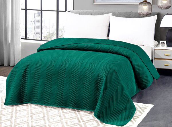 ARROW VELVET zöld bársony ágytakaró mintával Méret: 200 x 220 cm