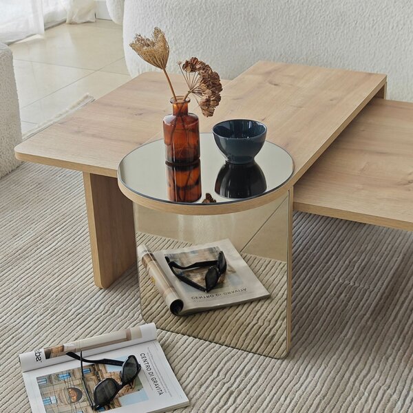 Hanah Home Dohányzóasztal szett Bronze Sapphire Oak Luna 2 - Bronze, Sapphire Oak