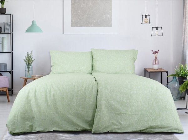 Zöld egyszemélyes krepp ágyneműhuzat 140x200 cm Green Flowers – B.E.S