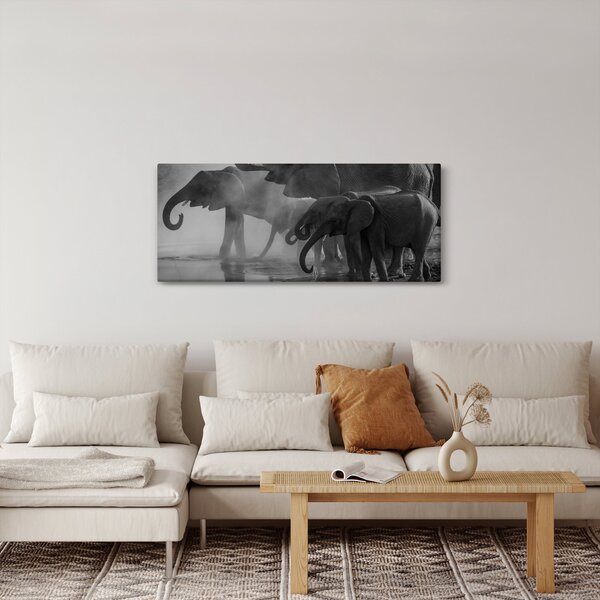 Elefánt képe - fekete fehér (120x50 cm)