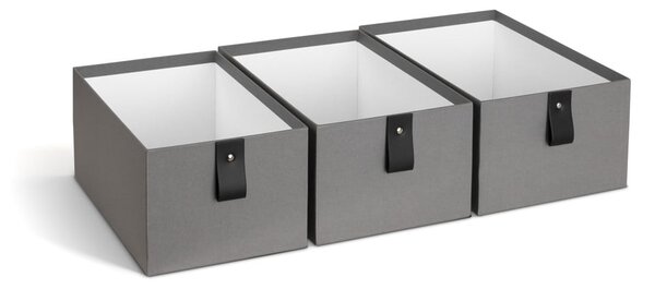 Szürke karton tárolódoboz szett 3 db-os 20,5x29,5x14,5 cm Aston Paper Laminate – Bigso